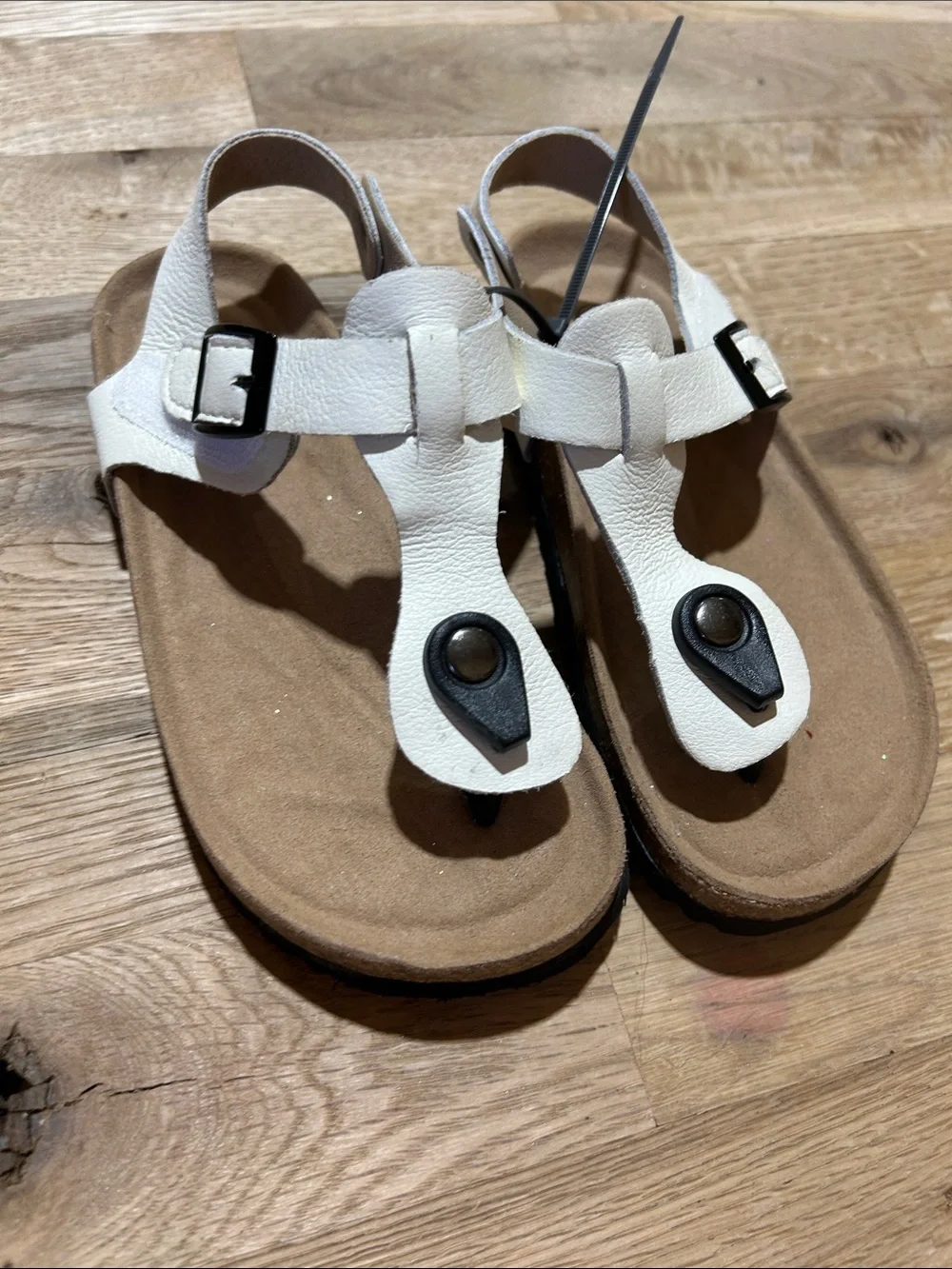 Kids White T-Strap Sandals - White